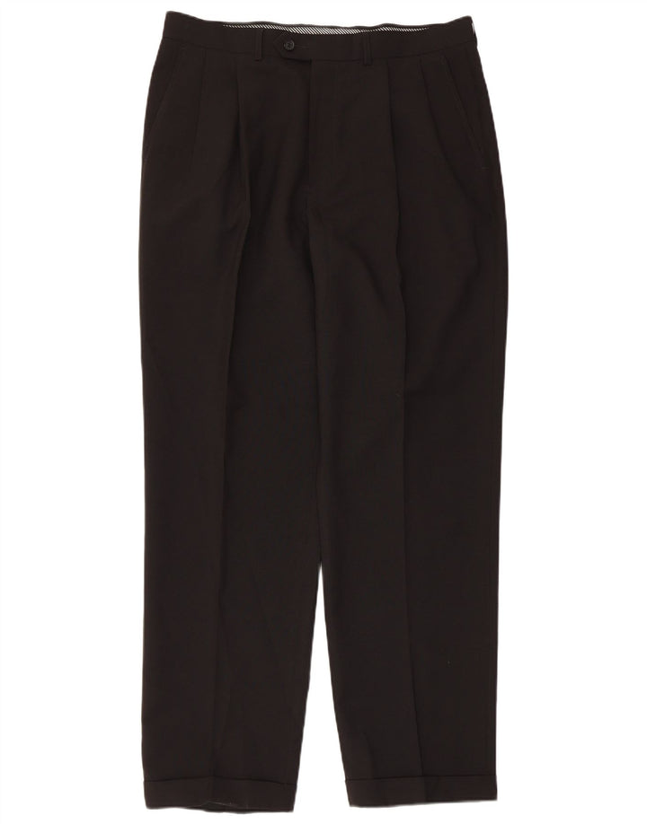 MARKS & SPENCER Pantaloni de costum pentru bărbați L34 L31 Poliester negru
