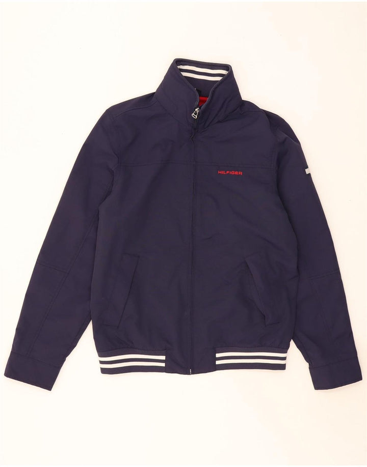 TOMMY HILFIGER Bomber cu glugă cu grafică pentru bărbați UK 36 Mic bleumarin