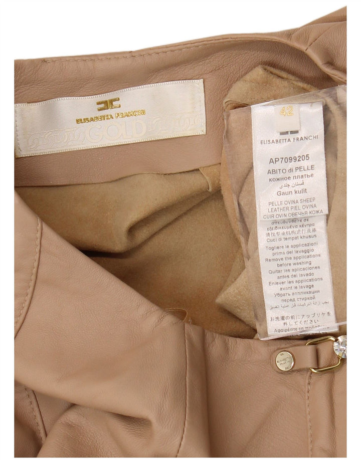 ELISABETTA FRANCHI Rochie Femei Piele IT 42 Medium Beige Piele