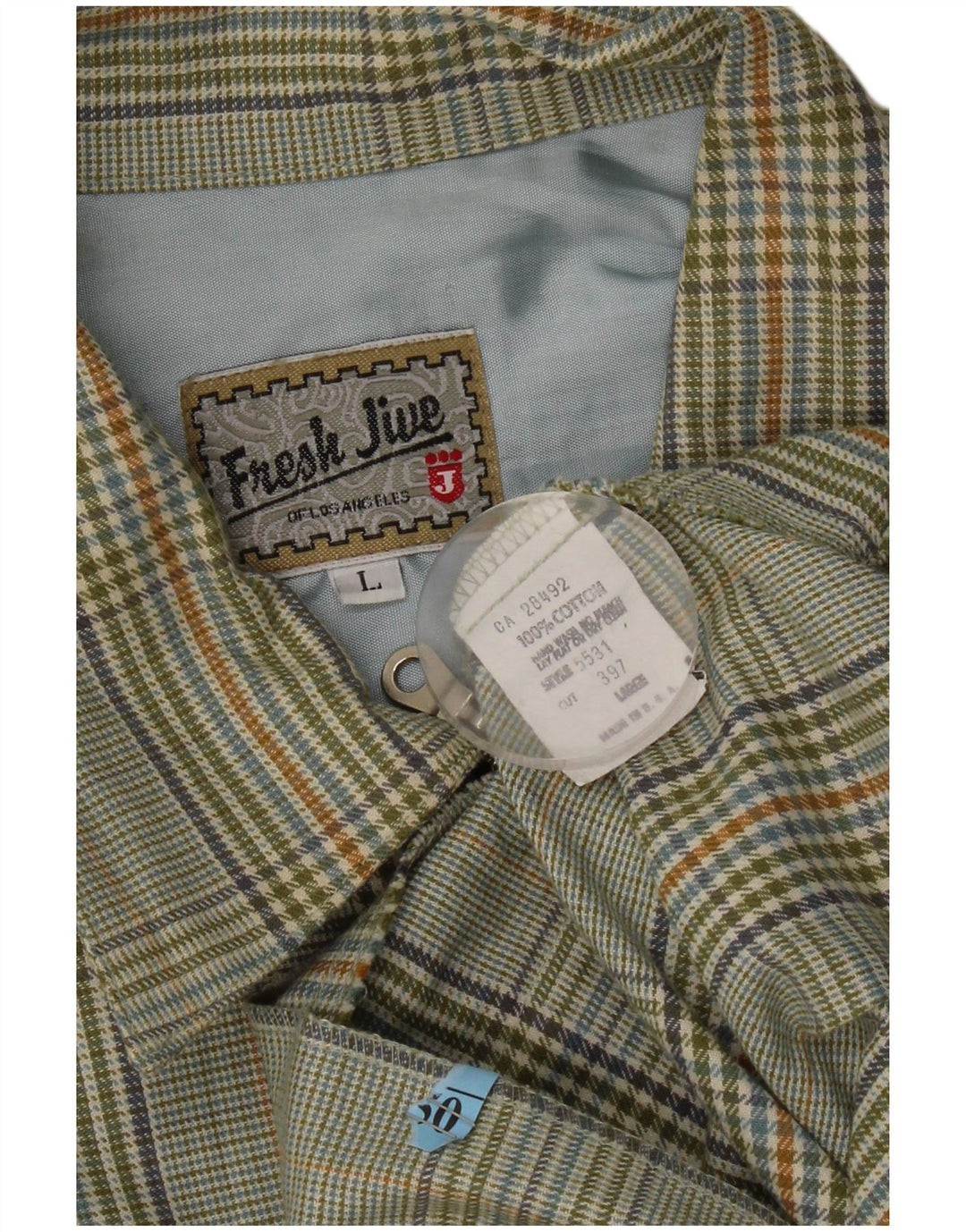 Fresh Jive Bomber Jacket pentru bărbați UK 40 Large Green Check Bumbac