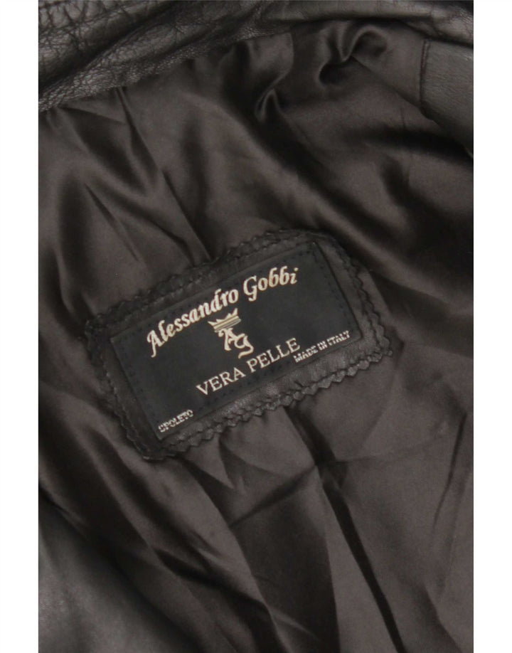 Jachetă de piele vintage pentru femei UK 14 Medium Black Leather