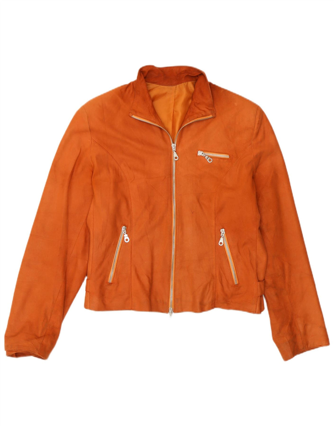 Jachetă din piele vintage pentru femei IT 44 Medium Orange