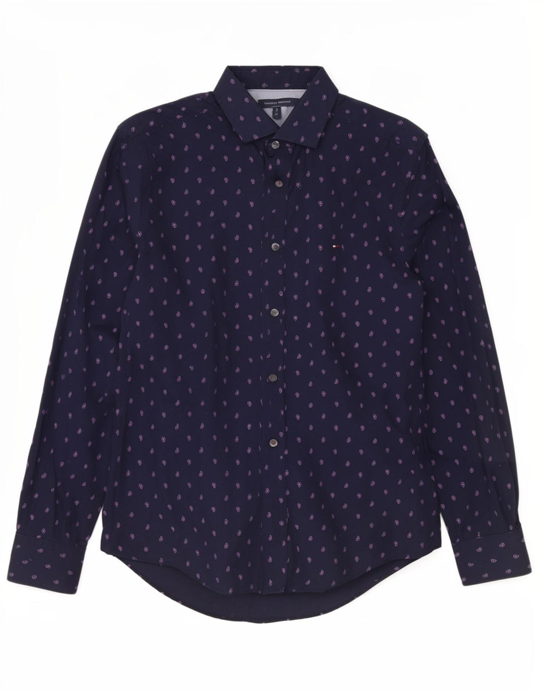 Cămașă pentru bărbați Tommy Hilfiger, bumbac Paisley, albastru bleumarin mediu
