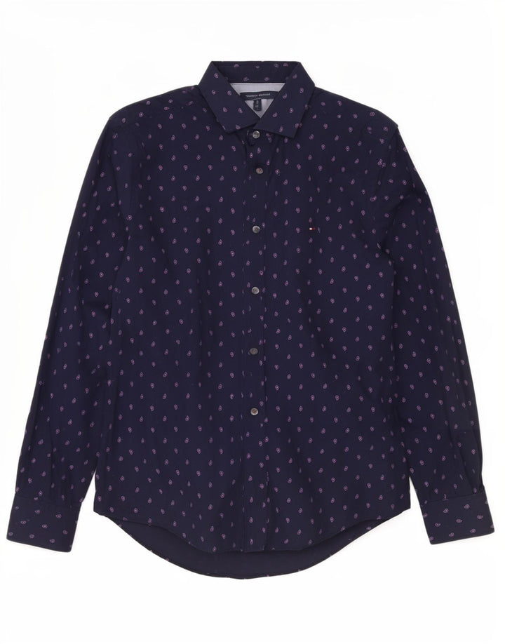 Cămașă pentru bărbați Tommy Hilfiger, bumbac Paisley, albastru bleumarin mediu