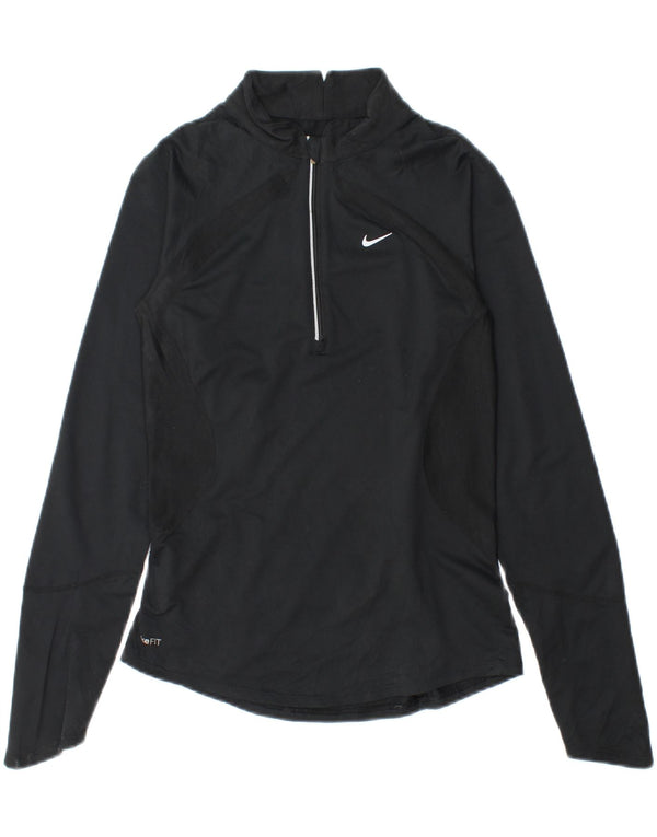 Top cu mânecă lungă pentru femei Dri Fit Dri Fit, cu fermoar, poliester negru UK 4/6 XS