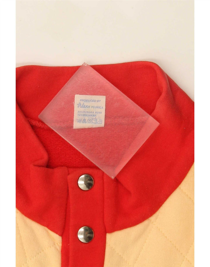 Hanorac vintage pentru bărbați cu gât cu nasturi Pulover IT 48 Roșu Mediu Colorblock