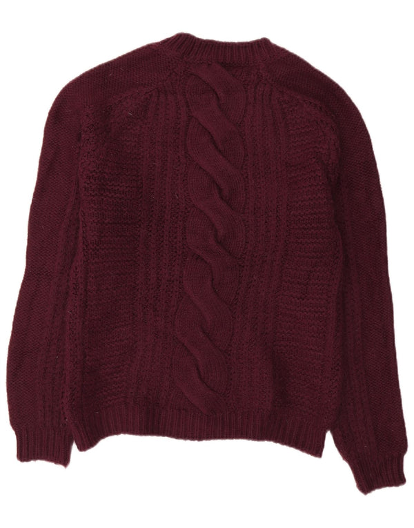 Pulover pentru femei Fat Face cu decolteu rotund UK 10 Acrilic Burgundy mic