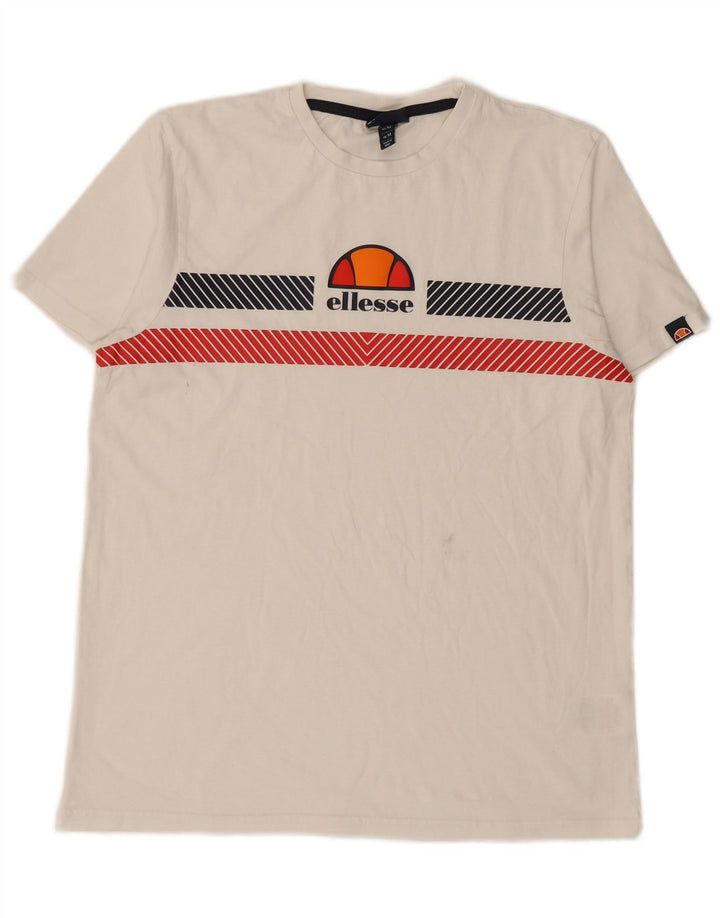 Tricou grafic ELLESSE pentru bărbați Top, mediu, alb, bumbac