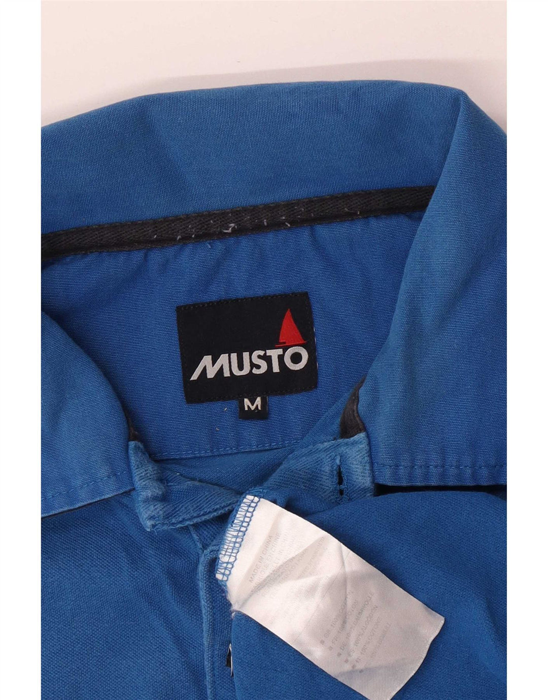 Tricou polo Musto pentru bărbați, bumbac albastru mediu