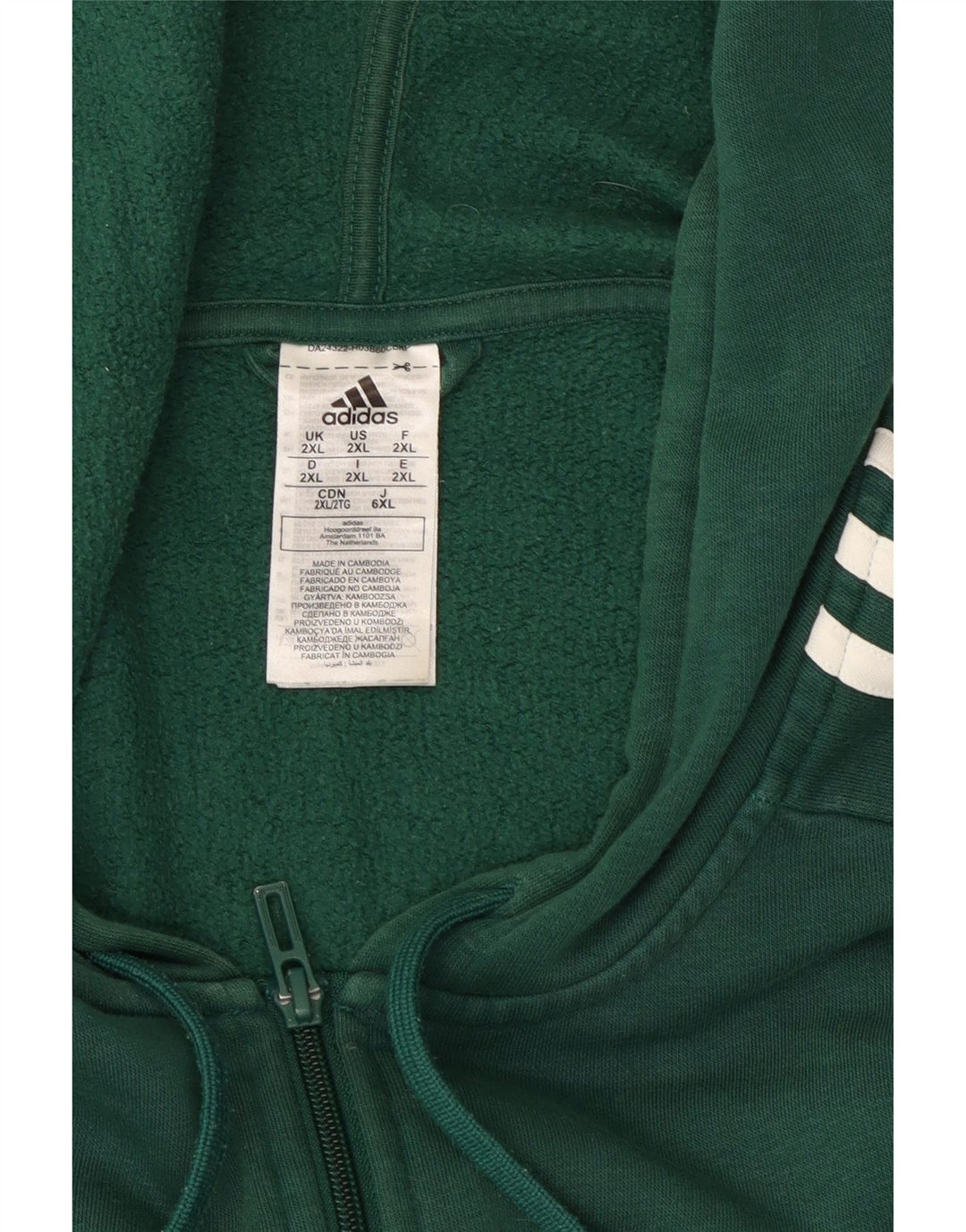 Pulover Adidas pentru bărbați, cu fermoar, bumbac verde 2XL