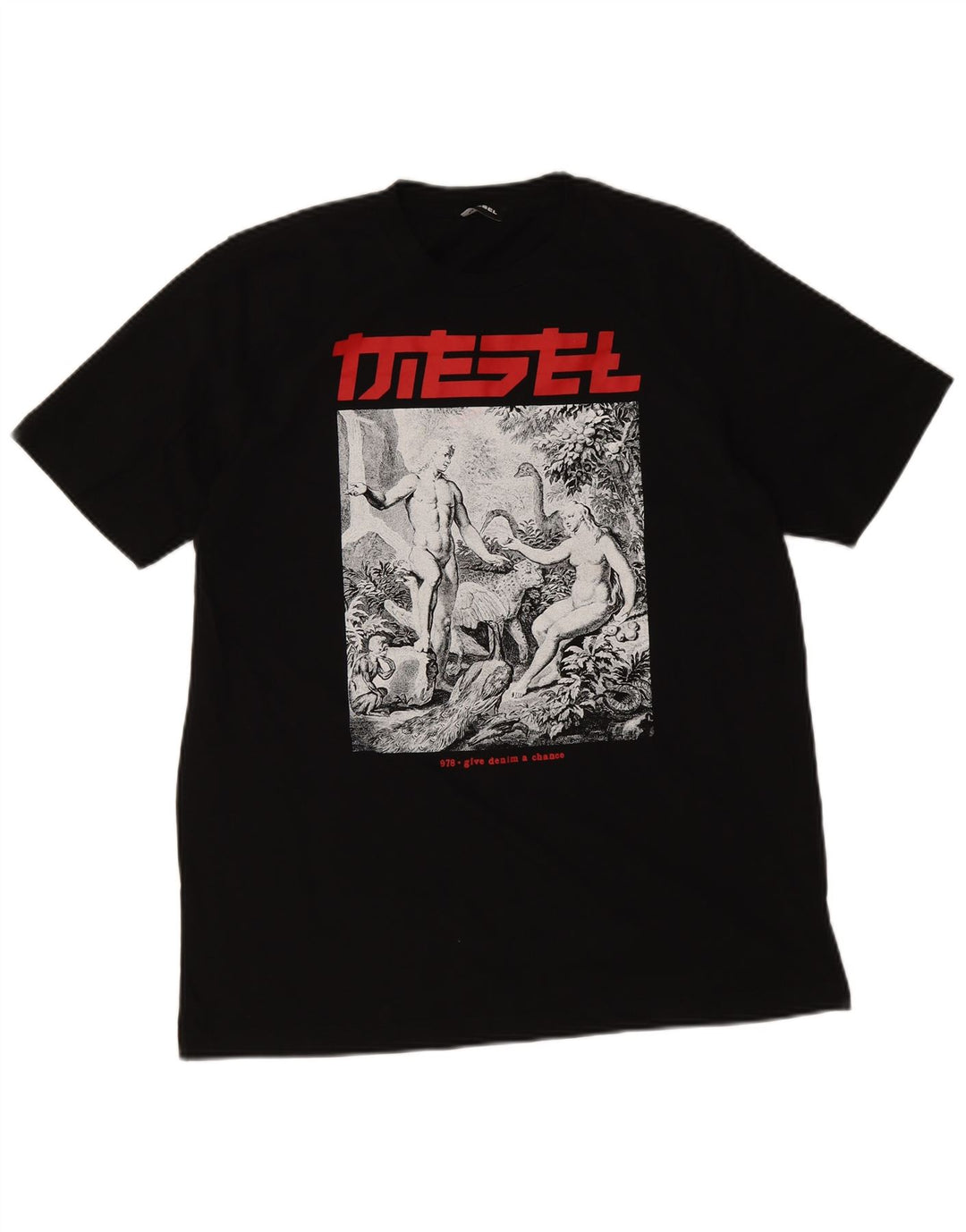 Tricou grafic pentru bărbați Diesel Top mare din bumbac negru