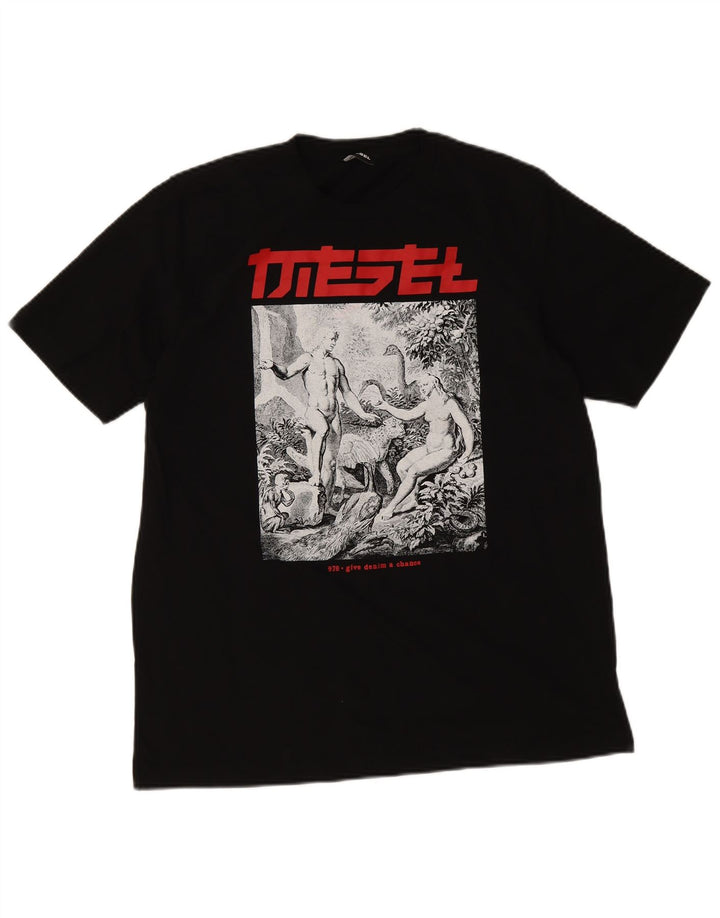 Tricou grafic pentru bărbați Diesel Top mare din bumbac negru