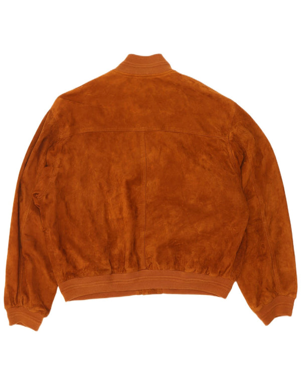 Vintage Mens Suede Bomber Jacket IT 50 Large Brown Leather
