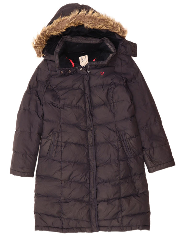 Crew Clothing Jachetă căptușită cu glugă pentru femei UK 14 mare nailon bleumarin