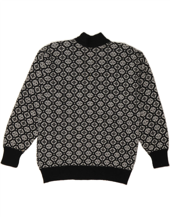 VINTAGE Womens Turtle Neck Jumper Sweater IT 46 Large Black Argyle/Diamond Vintage Vintage and Second-Hand Vintage from Messina Hembry 