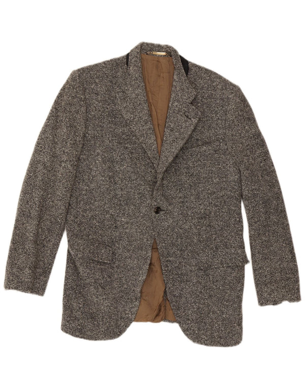 Blazer pentru bărbați Dolce & Gabbana, cu 1 nasture, IT 52 XL, lână gri cu pete