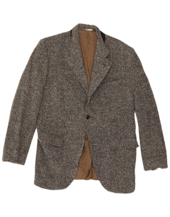 Blazer pentru bărbați Dolce & Gabbana, cu 1 nasture, IT 52 XL, lână gri cu pete