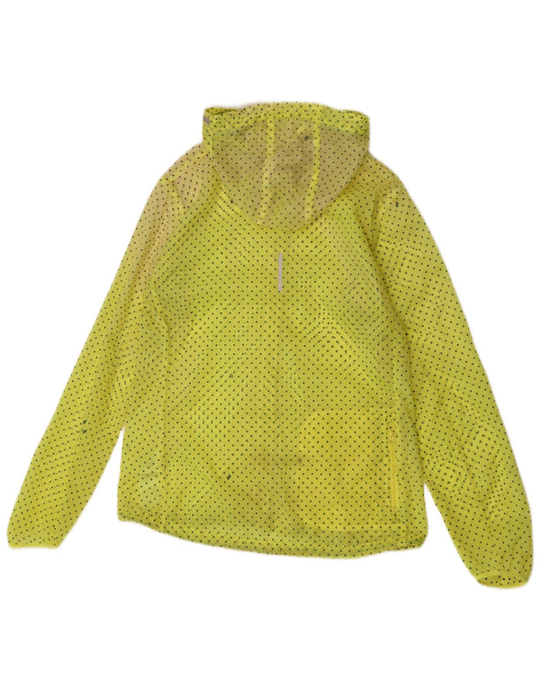 Jachetă de ploaie cu glugă pentru alergare Nike pentru femei UK 14 Medium Yellow Spotted