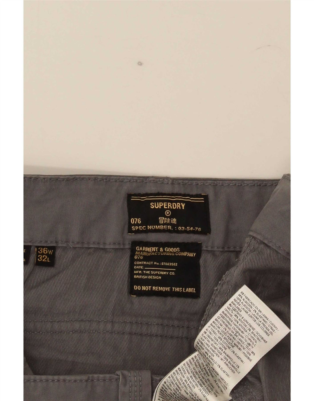 Pantaloni cargo subțiri pentru bărbați Superdry W36 L32 bumbac gri