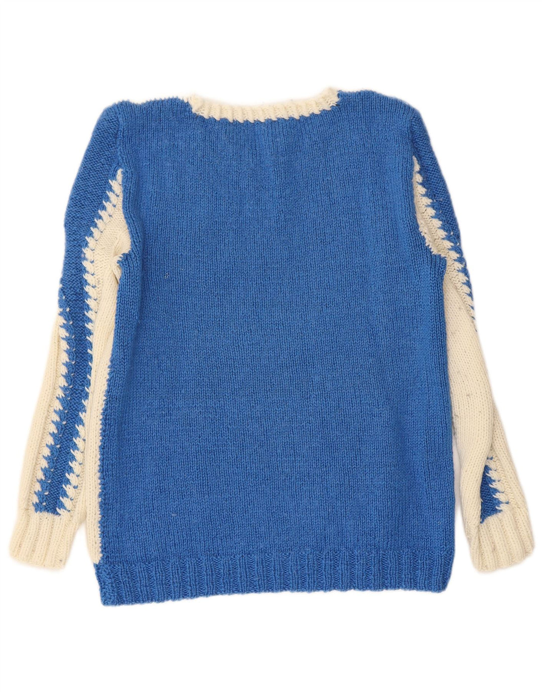 VINTAGE Pulover cu decolteu în V pentru damă UK 10 Small Blue Colorblock