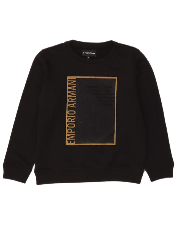 Hanorac cu grafic pentru baieti Emporio Armani Pulover 9-10 ani bumbac negru
