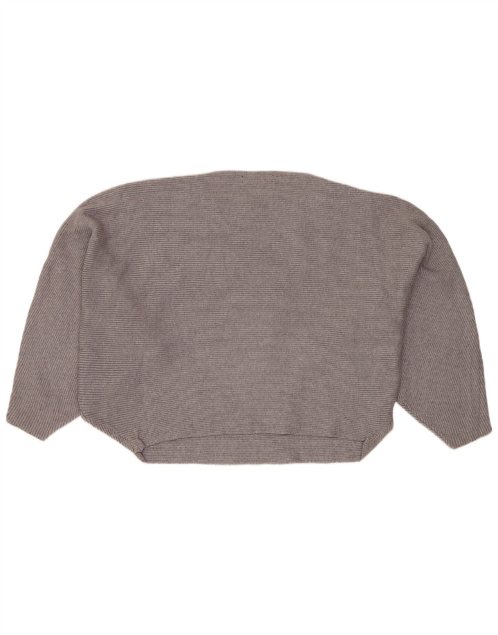 Pulover de damă ZARA oversize crop cu gât barcă UK 14 Medium Gri