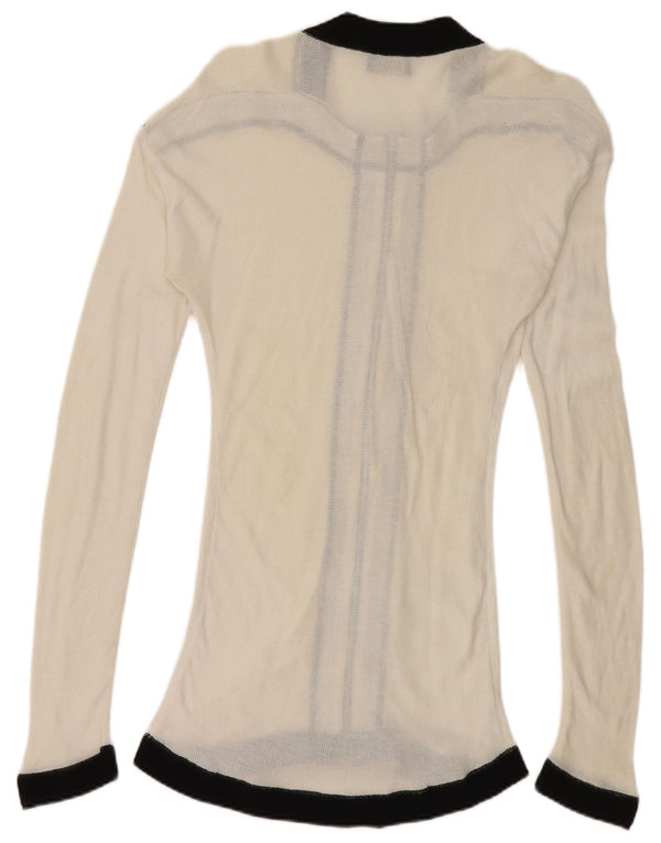 Pulover cardigan pentru femei Gianfranco Ferre UK 10, mic, alb, bloc de culoare