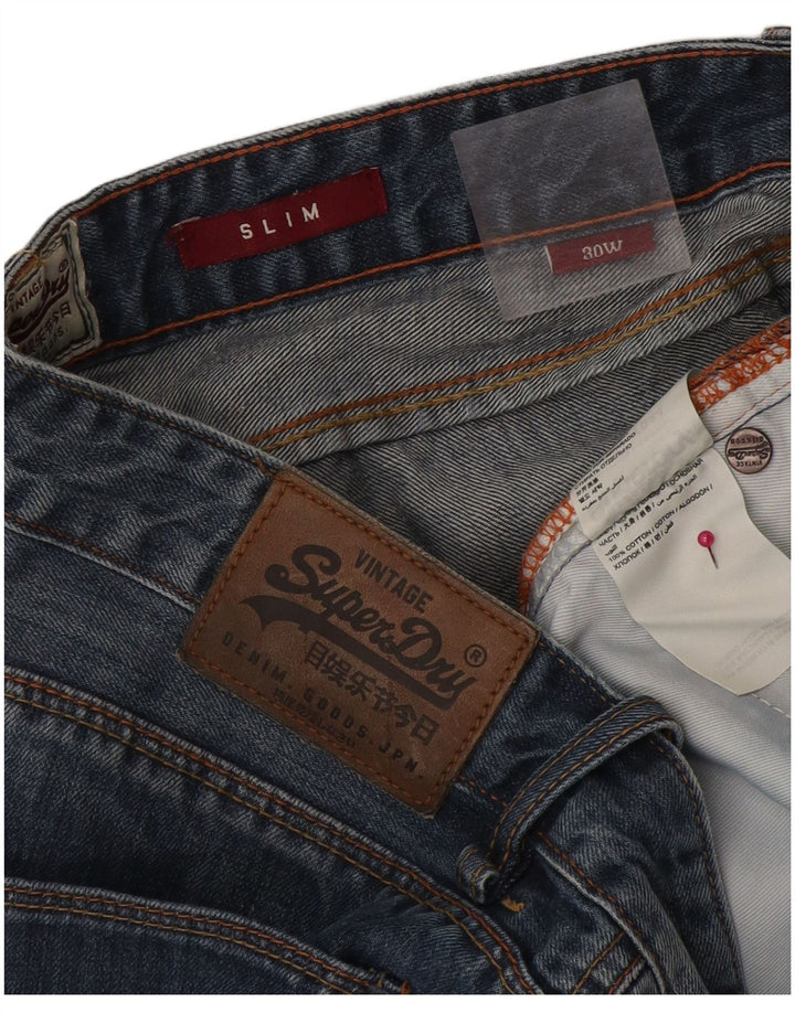 Pantaloni scurți Superdry Slim Denim W30 Bumbac albastru mediu