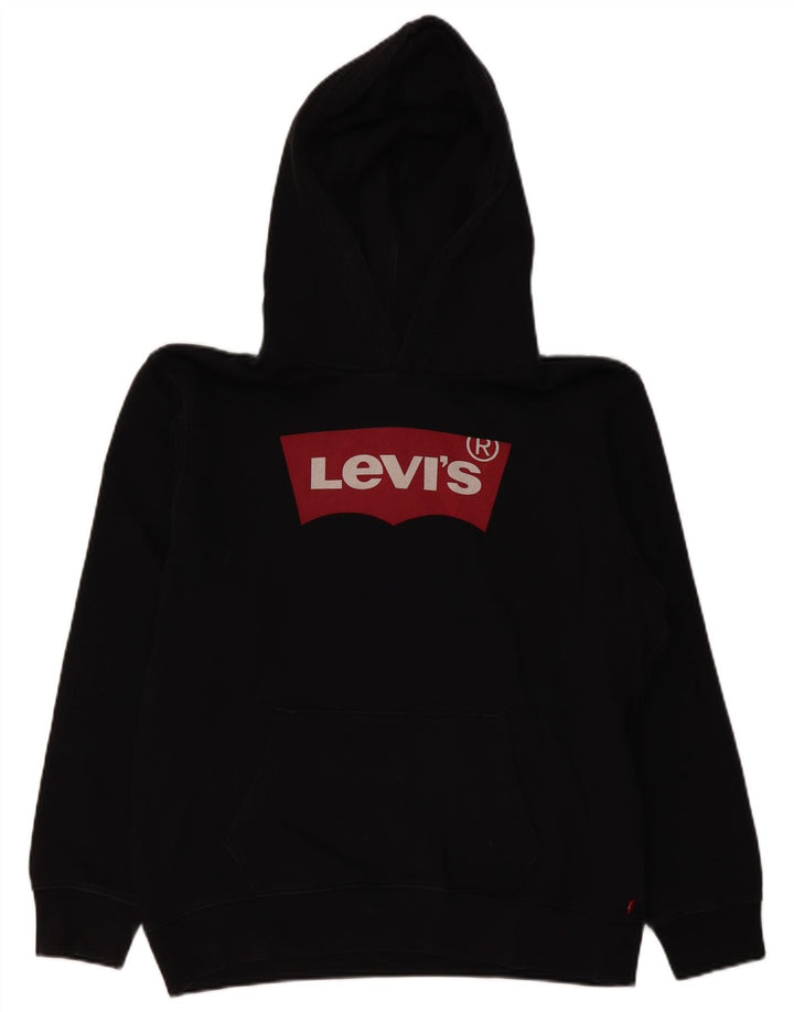 Pulover cu glugă cu grafică LEVI'S pentru femei UK 16, mare, negru, bumbac