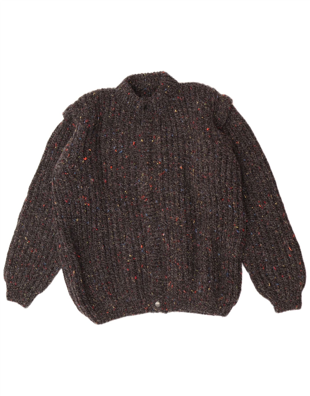 Pulover cardigan vintage pentru bărbați, gri mediu cu pete clasic