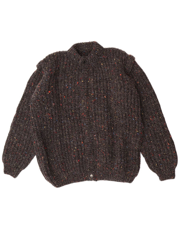 Pulover cardigan vintage pentru bărbați, gri mediu cu pete clasic