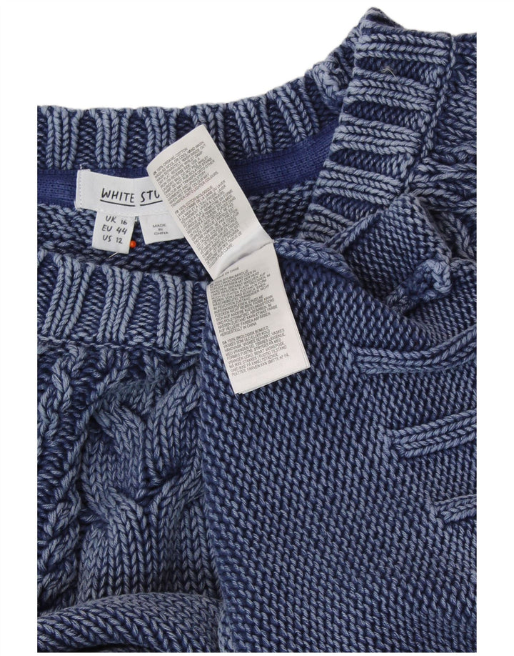 WHITE STUFF Pulover crop pentru femei cu gât de barcă UK 16 Mare bleumarin