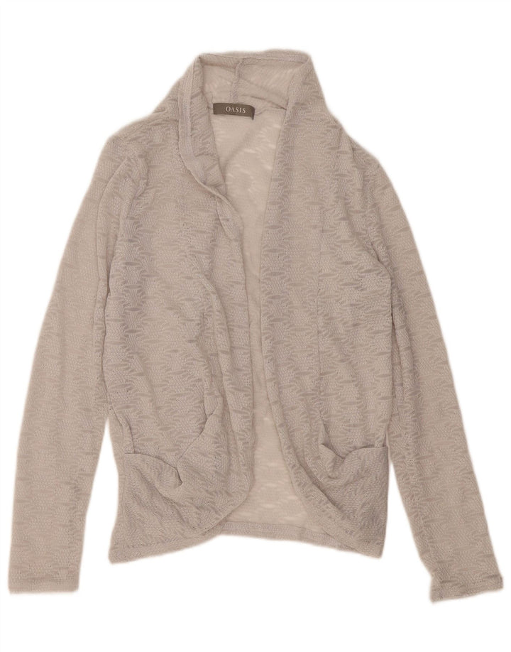 Oasis Womens Oversized Cardigan Top UK 10 Small Gri Geometric Poliester