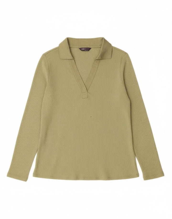Tricou polo cu mânecă lungă pentru femei Marks & Spencer UK 14 Poliester verde mare