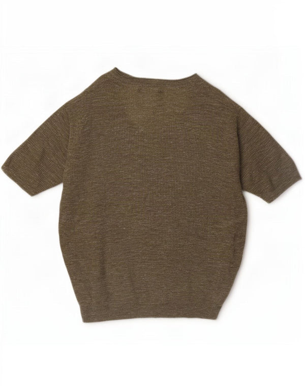 Marks & Spencer Womens V-Neck Jumper Sweater UK 14 Medium Green