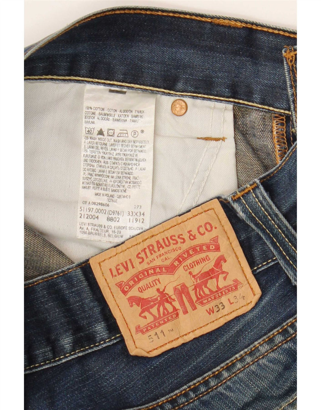 Blugi Levi's 511 Distressed Slim W33 L29 Bumbac albastru