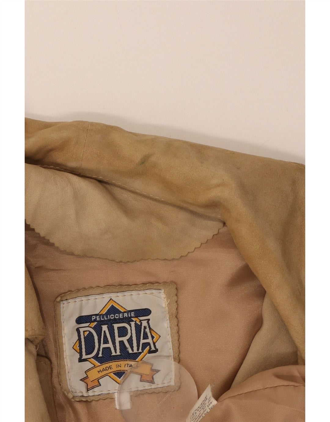 Pardesiu din piele intoarsa pentru femei VINTAGE IT 46 mare, bej, piele