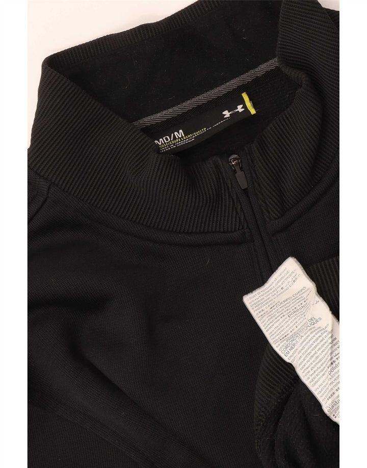 Under Armour Mens Zip Neck Sweatshirt Jumper Medium Black Polyester