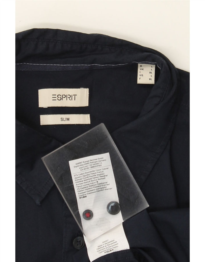 Cămașă pentru bărbați Esprit Slim Fit Bumbac mare, albastru bleumarin