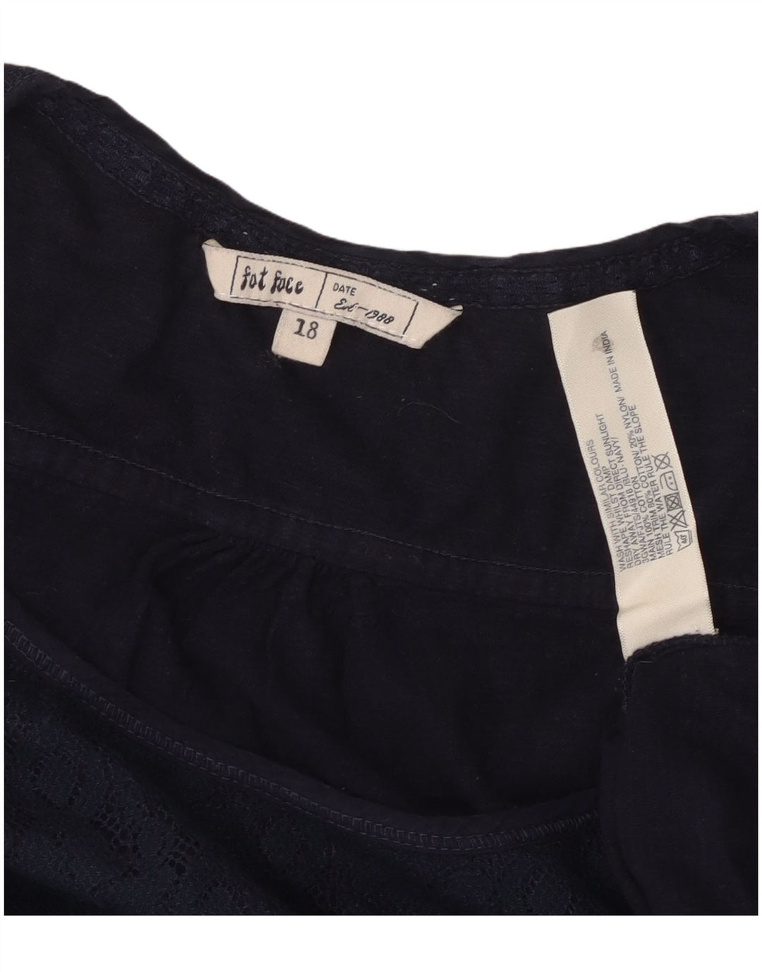 Bluză cu mânecă lungă pentru femei Fat Face UK 18 XL Bumbac floral albastru bleumarin