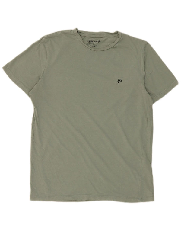 Tricou Jack & Jones pentru bărbați, cu mânecă scurtă, cu ajustare normală. Top mic, verde, bumbac
