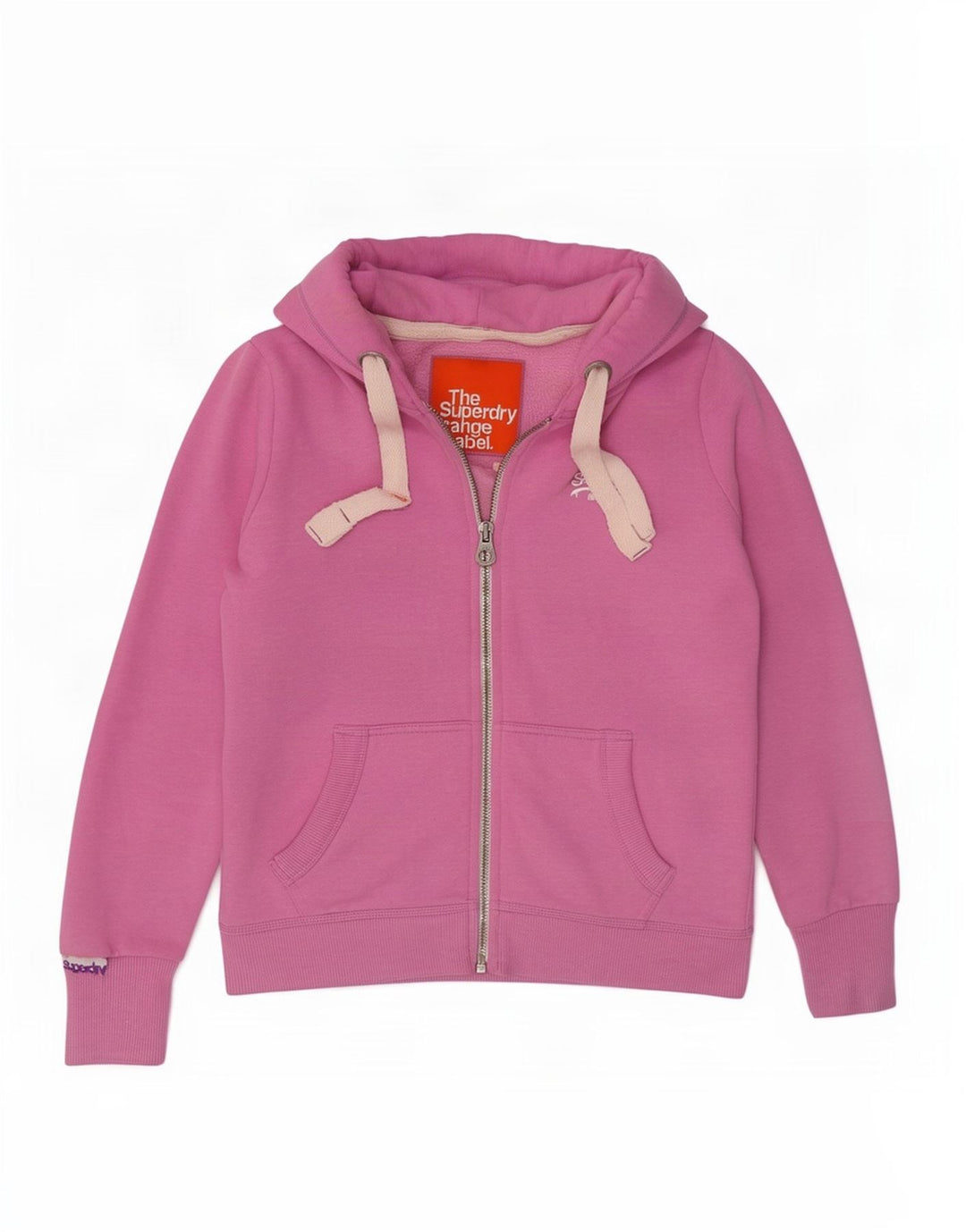 Pulover Superdry pentru femei, cu fermoar, poliester roz mediu