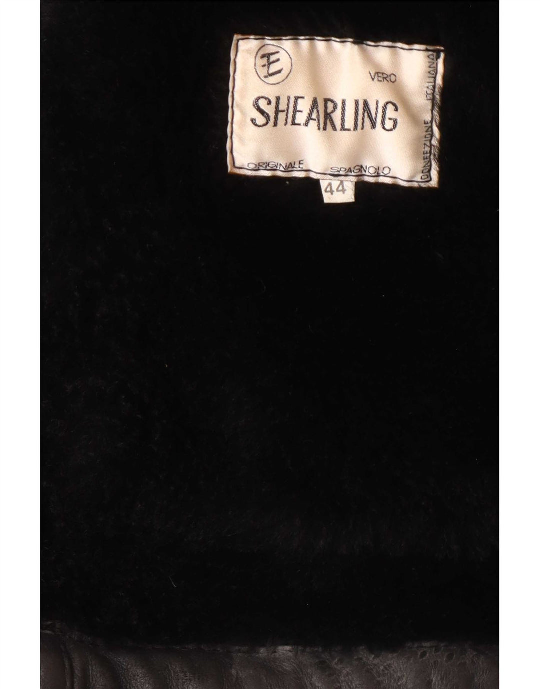 Jachetă vintage pentru bărbați din shearling UK 44 2XL negru din shearling