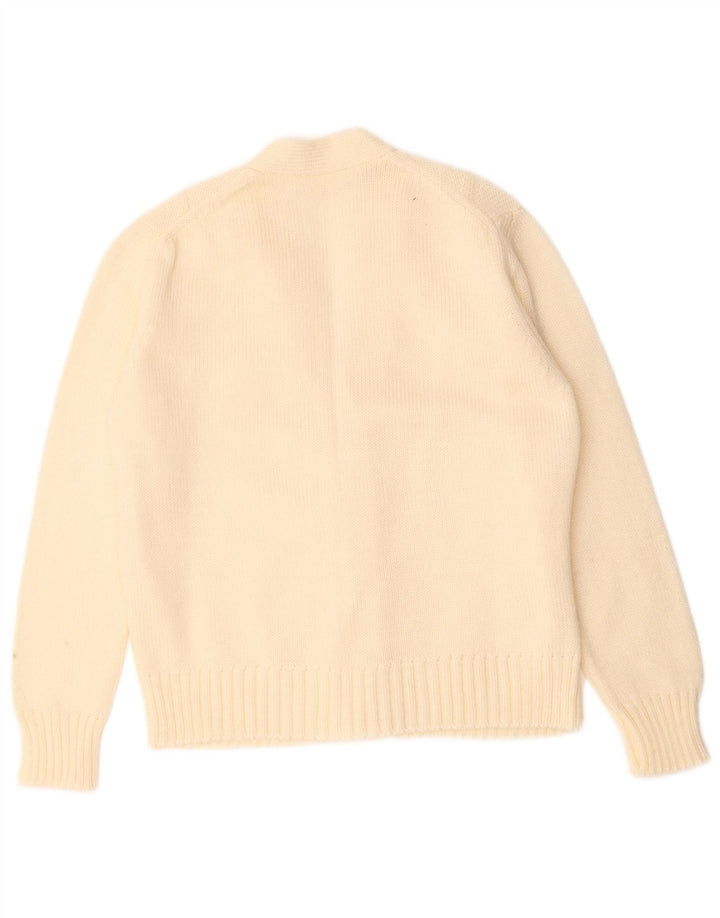Pulover cardigan vintage pentru femei UK 14 Medium Off White