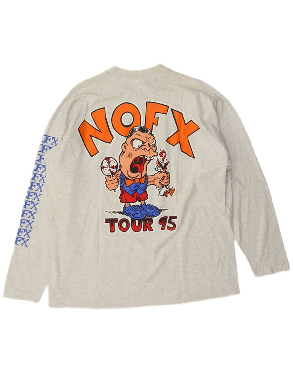 Screen Stars Best Mens NOFX Tour 1995 Graphic Top cu mânecă lungă XL Gri Music