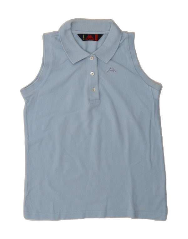 KAPPA Womens Sleeveless Polo Shirt UK 10 Small Blue Cotton