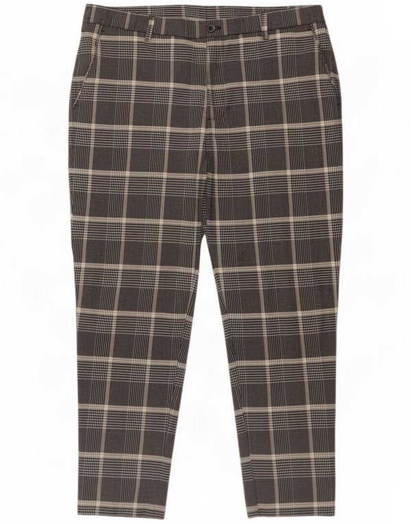 Zara Pantaloni chino conici pentru bărbați EU 46 XL W36 L27 Poliester cu carouri gri