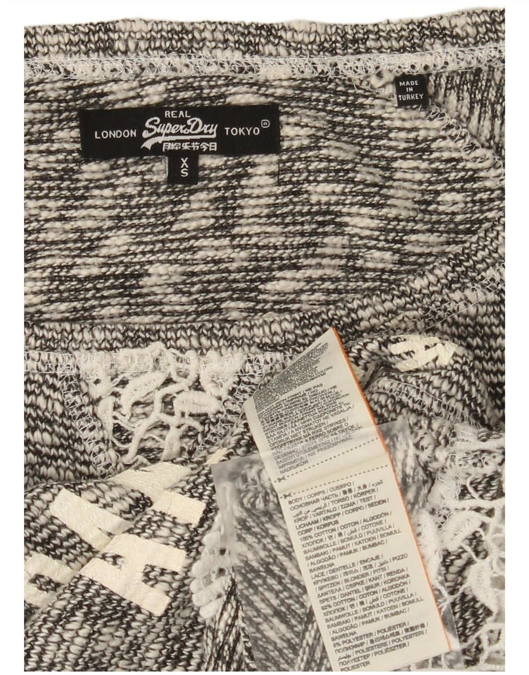 Pulover supradimensionat pentru femei Superdry, cu gât de barcă, UK 6 XS, bumbac gri