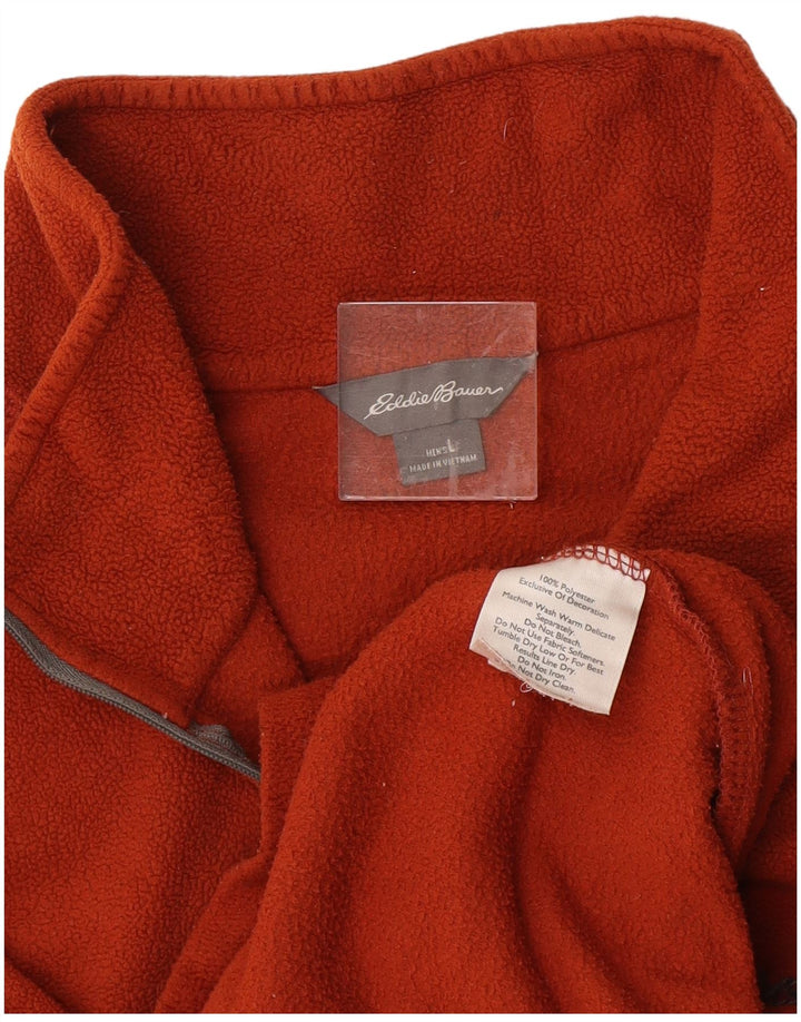 EDDIE BAUER Pulover pentru bărbați, cu fermoar și gât, poliester portocaliu mare