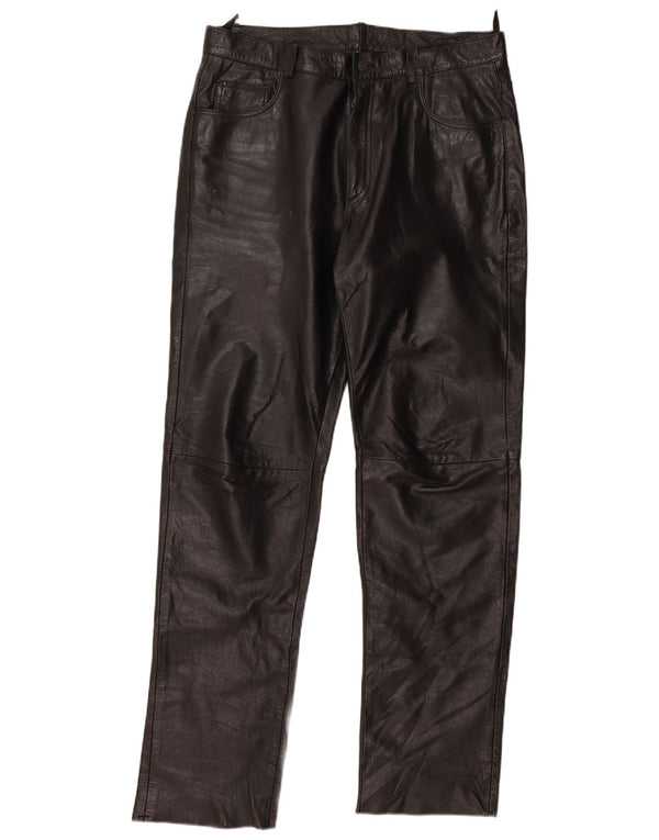 Pantaloni drepți din piele vintage pentru bărbați XL W38 L34 negru